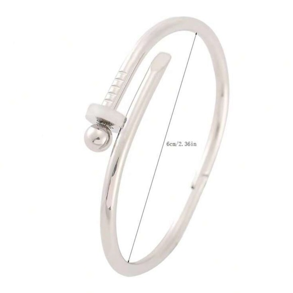 Women Silver Stainless Steel Spike Bangle Bracelet - Picture 6 of 6